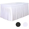 Tina 8' ft Polyester Fitted Tablecloth Table Skirt for Wedding Banquet Trade Show White