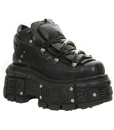 Amazon.com | New Rock 110-S1 Men's Black Leather Spiked Ankle