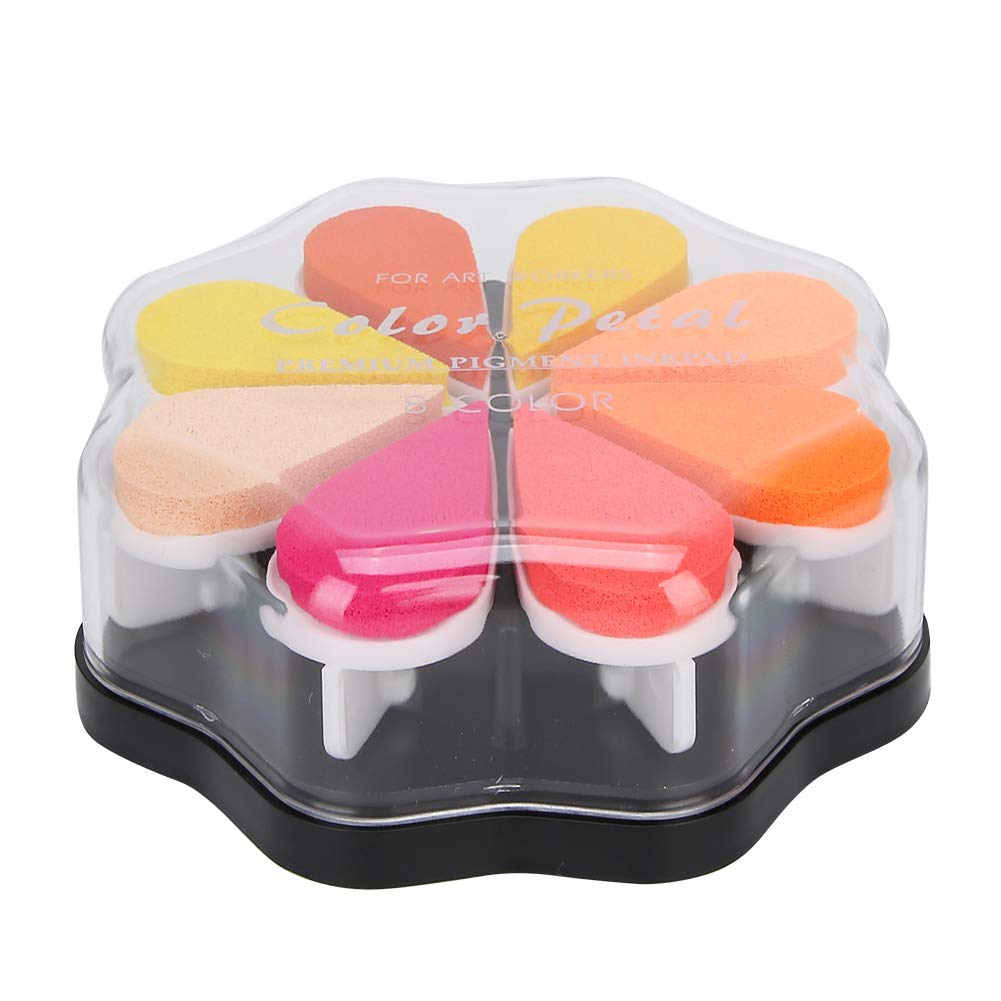 8 Color Ink Pad Petal Shape Ink Stamp Pad Finger Ink Pad for Card Making, Rubber Stamps Paper Schedule Book Scrapbook[#1009] Ink Pads