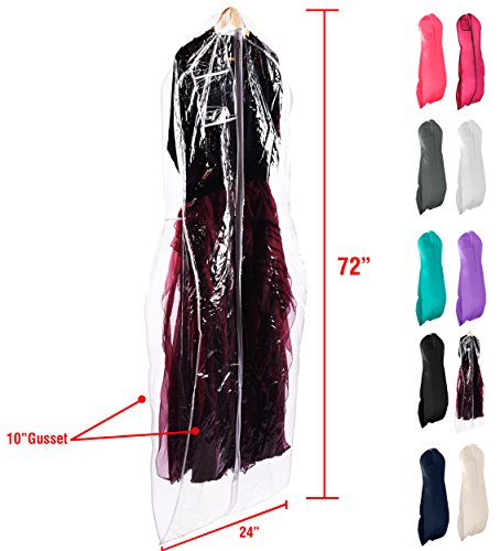 Wedding Dress Bag - Garment Bag For Long Dresses and Gowns -72"x24", 10" Gusset - Thumbnail 2