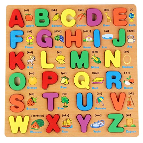 JBBERTH Wooden Puzzles Toddler Puzzles Alphabet Educational Toys Wooden Peg Puzzle for Toddlers (Set of 2) Numbers, Letters Puzzle Educational Toys Kids Jigsaw Puzzle