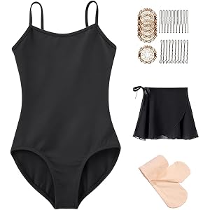 Sanmsoner Girls Adjustable Ballet Leotard with Dance Skirt Tights | Adjustable straps to fit well,Full Lining to protect priv