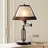 Samuel Traditional Desk Table Lamp Swing Arm with Hotel Style USB Charging Port Bronze Natural Mica Shade for Bedroom Office - Franklin Iron Works