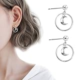 Leiothrix Geometrical Hoop Moon Earrings Stud Chic Jewelry for Women and Girls