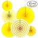 Sunshine Yellow Round Hanging Paper Fans Decorations Baby Shower Birthday Wedding Party Decorations, 6pc