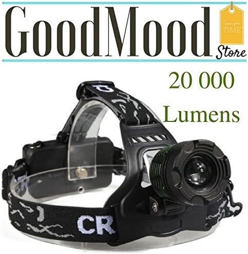 Good Mood Store  TD Flashlight/ Waterproof /Rechargeable/ Zoom Able/ Adjustable Focus /Cree Xml T6 Headlight For Camping, Hiking, Hunting, Running, etc. With 18650 Batteries Charger, 200000 lm