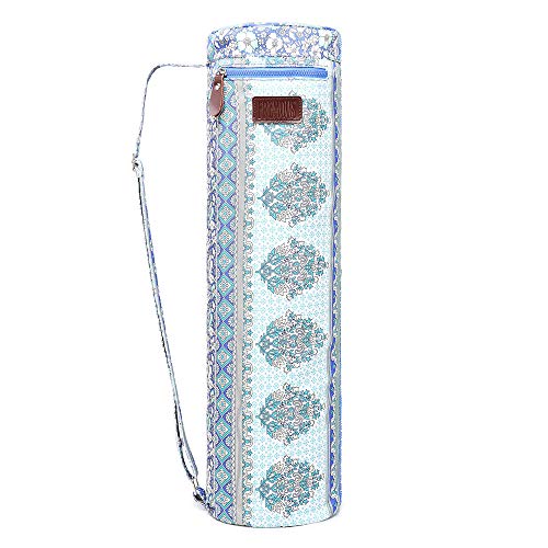Fremous Yoga Mat Bag,Full-Zip Exercise Yoga Mat Carry Bag for Women and Men - Double Storage Pocket,Easy Access Zipper, Adjustable Shoulder Strap and Handle,Fits Most Mats(Floral)