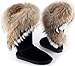 APHNUS Womens Mid Calf Boots Cow Leather Fur Snow Boots