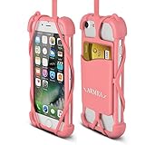 2 in 1 Cell Phone Lanyard Strap Case, Universal Smartphone Neck Laniard Shockproof Cover with ID Card Holder Necklace Tether for iPhone 4 5 6 6s 7 Plus SE IPod Touch Samsung Galaxy S6 S7 S8 LG HTC