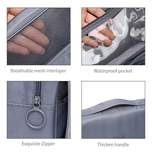 HaloVa Toiletry Bag, Cosmetic Bag, Travel Makeup Case Essentials Storage Organizer for Women Men, with Hanging Hook, Gray
