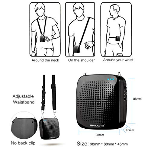 Voice Amplifier with Wired Microphone Headset 15W Mini Voice Amplifier Portable Headset Microphone with Speaker for Teachers Rechargeable Personal Microphone Support MP3 Playing