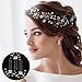 HANDMADE HAIR ACCESSORIES FOR WEDDING + 3 BONUS FLOWER WEDDING HAIR PINS - WEDDING HAIR ACCESSORIES FOR BRIDES - BRIDAL HEADBAND FOR LONG OR SHORT HAIR - CRYSTAL PEARL SILVER HAIR VINE - HAIR JEWELRY
