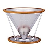 Outon Coffee Filter Pour Over Coffee Maker - Resuable 12 Cups Stainless Steel Coffee Dripper with Silicone