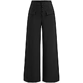 CIDER Women Middle Waist Wide Leg Pants Casual Stylish Button Front Trousers