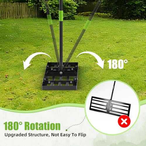 GARDTECH 30x10 Inch Lawn Leveling Rake Heavy Duty Adjustable Handle Yard Tool – Reinforced Steel Landscape Rake for Lawn Leveling, Soil Grading, Golf Course & Backyard Care