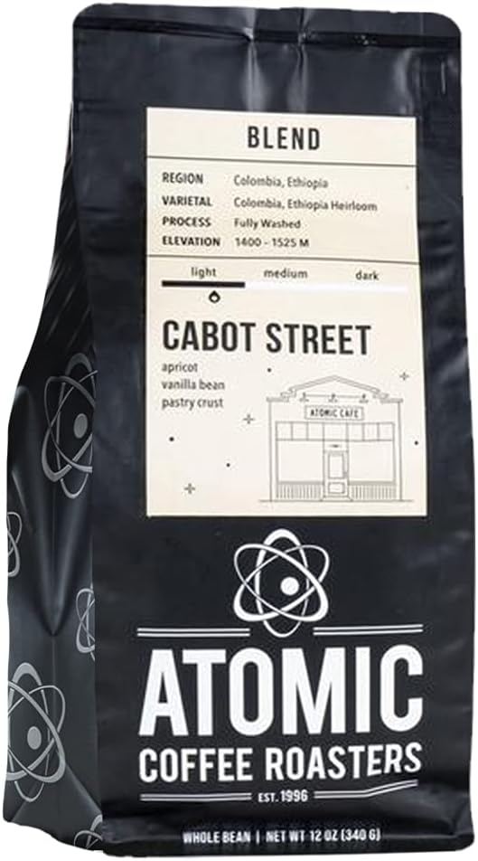Atomic Coffee Roasters "Cabot Street Blend" Light Roasted Whole Bean Coffee - 12 Ounce Bag