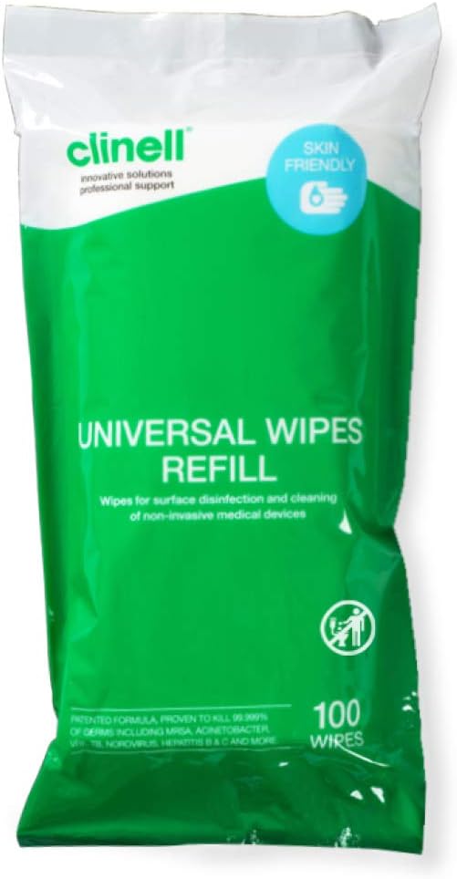 Clinell Universal Cleaning Disinfectant Wipes Refill 100ct Kills 99.99% Germs