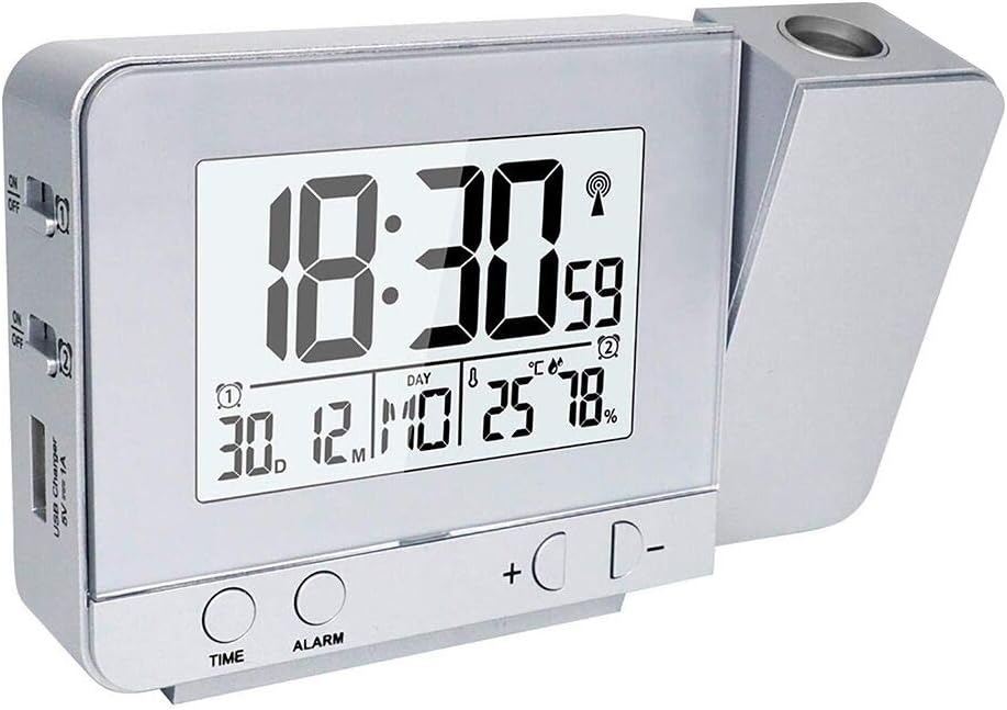Queta Digital Projection Alarm Clock Time Temperature Humidity Dual Alarm