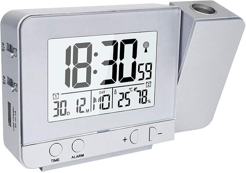 Queta Digital Projection Alarm Clock Time Temperature Humidity Dual Alarm
