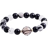 Jewever Triple Protection Bracelets Healing Energy Crystals Stones wealth bracelet for Women(Black Rutilated Quartz/Smoky Quartz/Obsidian 8mm)