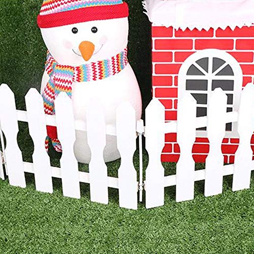 Christmas Picket Fence Christmas Tree Decor Wall Border Picket Fence Safety Pet Gate Baby Gate Fence BBQ Hearth Gate Installation-Free (White) - Thumbnail 4