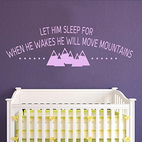 Let Him Sleep For When He Wakes He Will Move Mountains Vinyl Wall Decal Saying - Baby Boy Nursery Decor Wall Art (White,l)