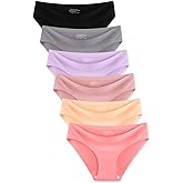 MISSWHO Seamless Womens Underwear Bikini No Show Soft Comfortable Invisibles Briefs Low Rise Hipster Panties 6 Pack