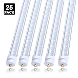 T8 V Shaped 65W 8 Foot LED Light Tube Bulb Double-Side 270 Angle Single Pin FA8 Base 6000K Cool White (150W LED Fluorescent Bulbs Replacement),Dual-Ended Power AC 85-277V 25 Pack