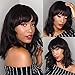 Brazilian Bob Human Hair Wigs Body Wave Bangs Wigs Hair Short Bob Wigs Pre Plucked with Baby Hair 130% Density Natural Color For Black Women (10 inch)