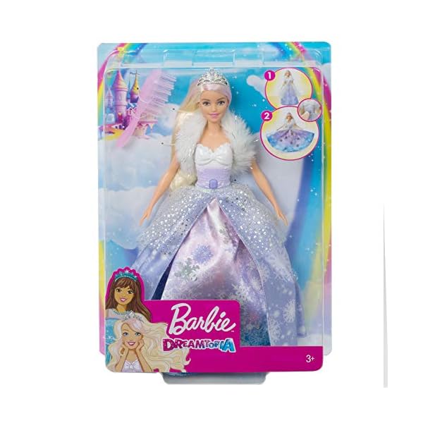 Barbie GKH26 - Dreamtopia Schneezauber Prinzessin Puppe Mit Haarbürste Und Diadem, Spielzeug Ab 3 Jahren – Bild 7