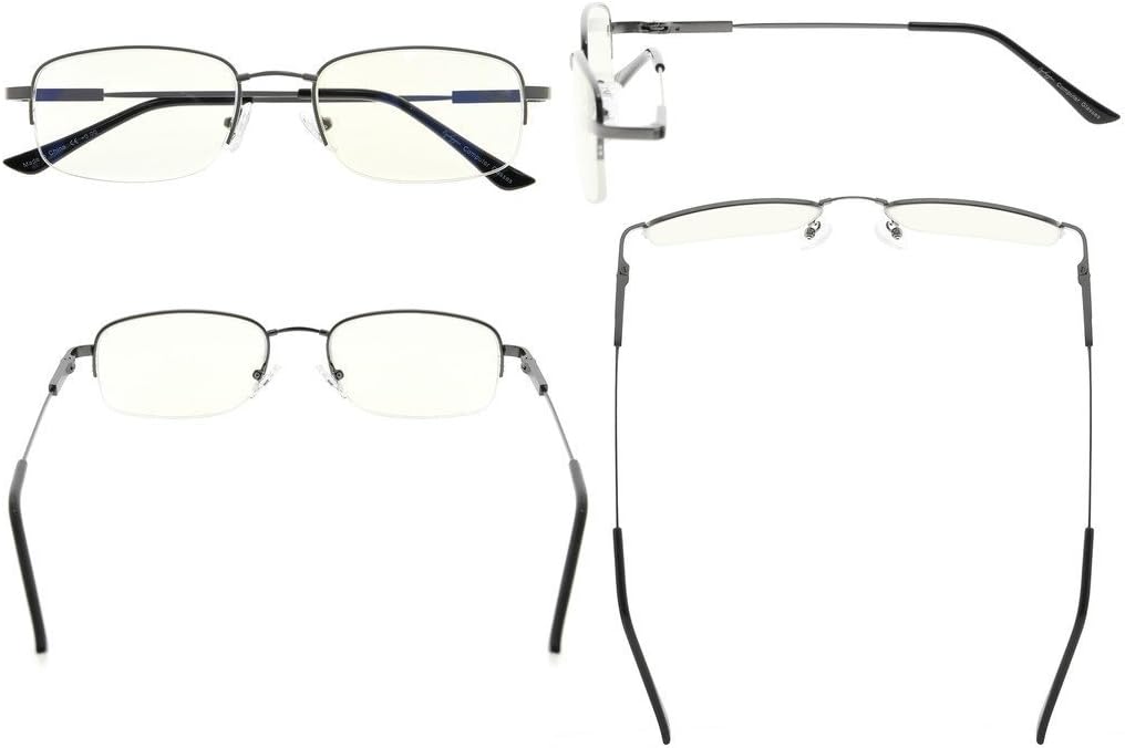 Visionkr Bendable Memory Titanium,Blue Light Blocking,Half-Rim Computer Reading Glasses(Gunmetal) +1.5, Cg1704-gunmetal - Image 4