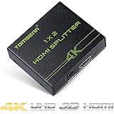 Tomsenn HDMI Splitter 1 In 2 Out Powered Amplifier Certified for 2160P, 1080P & 3D HDCP Support PS3 Xbox Blu-ray Cable Box