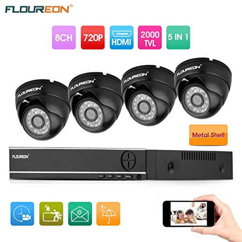 FLOUREON 8CH 1080N AHD CCTV DVR House Security System 5 IN 1