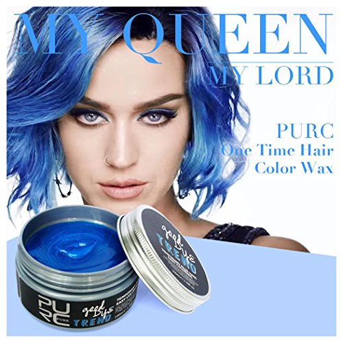 Inkach Hair Dye Wax, Unisex DIY Hair Color Clay Mud Temporary Hairstyle Molding Coloring Hair Cream (Blue)