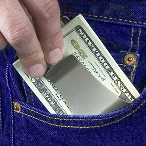 QY Silver Color Stainless Steel Double Side Slim Money Clip Wallet Credit Bank Card Holder Wallet Grip Clip - Thumbnail 4