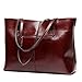 Covelin Women's Handbag Genuine Leather Tote Shoulder Bags Soft Hot Wine red