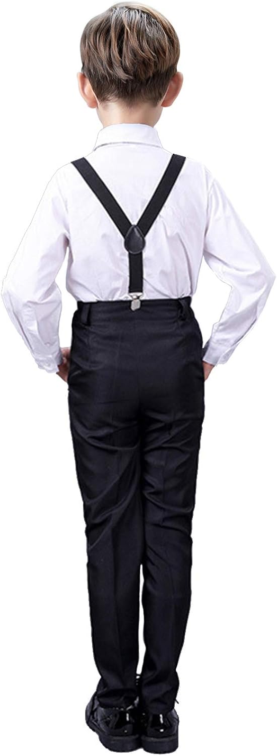 SaiLiiny Boys 4 Pieces Suits Slim Fit Outfits Vest Sets Black Blue Formal Dresswear for Boy: Clothing