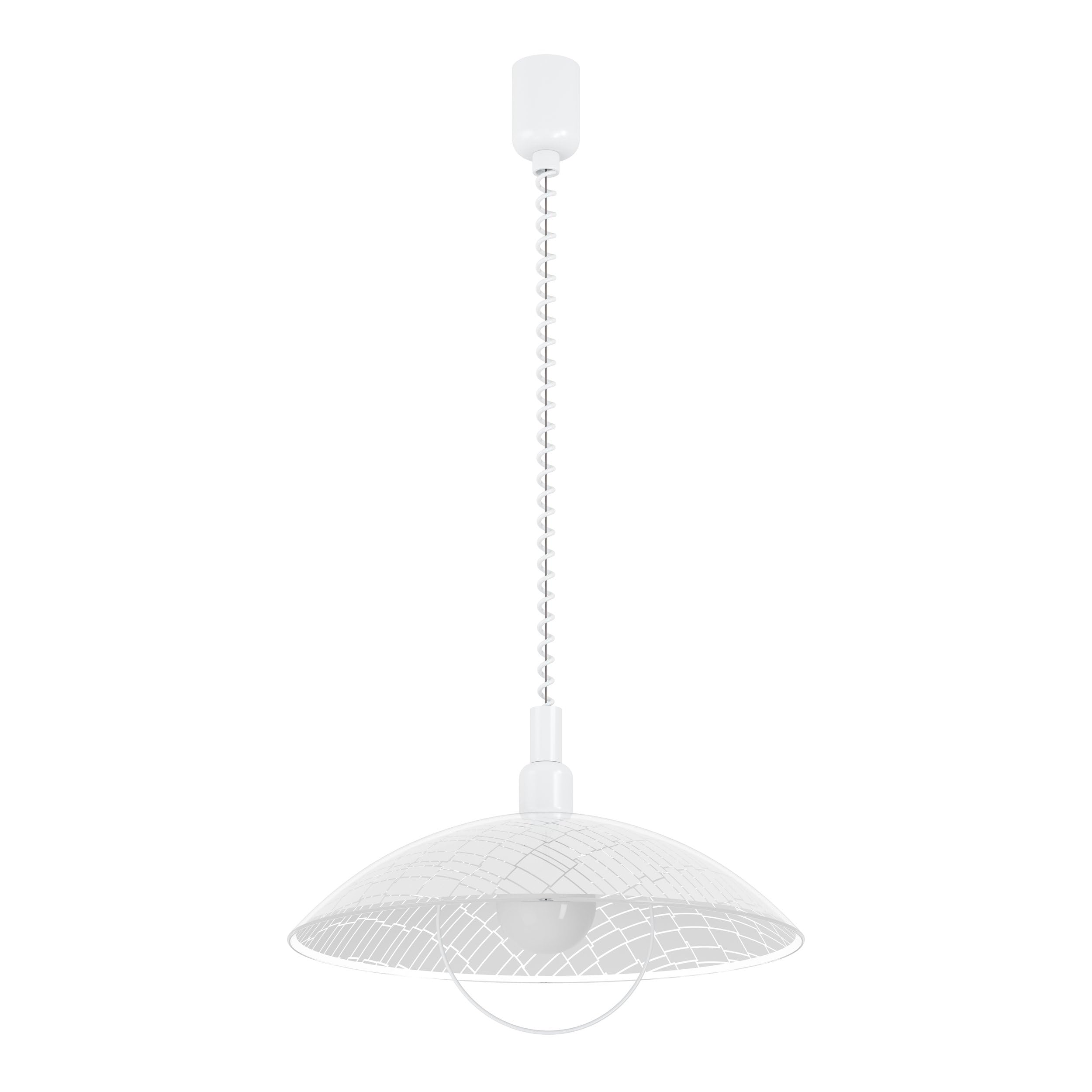 Eglo Alvez Adjustable Pendant Lamp, White Plastic and Clear Glass Ceiling Light with Spiral Cable, Classic Dining Room and Kitchen Hanging Lighting, E27 Socket — image 1