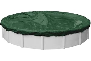 Robelle 24 ft Heavy Duty Green Winter Pool Cover for Above Ground Pools, 4 ft Overlap (28 ft Cover Size), Solid 8 x 8 Scrim, 2.36 oz/yd2, 10-Year Warranty, Style: 3224-4
