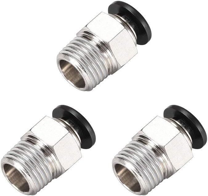 sourcing map Straight Pneumatic Push to Quick Connect Fittings 1/4NPT Male X 6mm Tube OD Silver Tone 3pcs