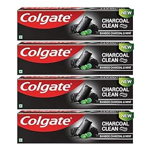 Colgate Charcoal Clean 480g (120g x 4, Pack of 4) Black Gel Toothpaste, Deep Clean Toothpaste With Bamboo Charcoal…