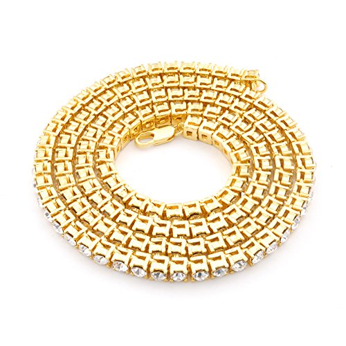 Powerful Mens Necklace Diamond Hip-Hop Gold Tone Necklace Chain 20
