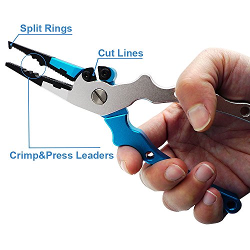 Lix&Rix Anodized Aluminum Fishing Pliers Hook Remover Kits with Coiled Lanyards - Thumbnail 3