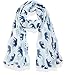 v28 Gorgeous Elephant Print Long Scarf Shawl Sarong Blue Grey, Orange, Maroon (White), Large