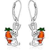 Talonior Bunny Earrings for Women Easter Earrings Carrot Egg Dangle Drop Sterling Silver Cute Animal Bunny Rabbit Jewelry Gifts