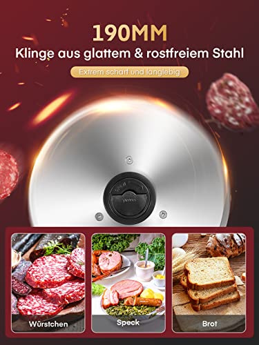 Electric 200 Watt Universal Slicer for Home Use, Professional Bread Slicer with Removable 2 x 19 cm Blade, 0-15 Precise Thickness Button Cut Meat Ham Bread Fruit Safety Protection