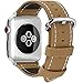 7 Colors for Apple Watch Band, Fullmosa Calf Leather Strap Replacement Band/Strap with Stainless Steel Clasp for Apple iWatch Series 1 2 3 Sport and Edition Versions 2015 2016 2017, 42mm Light Brown