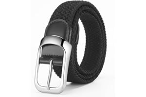 Men's Elastic Braided Belt, Casual Stretch Fabric Belt with Buckle for Jeans Pants