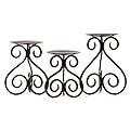 Hosley Set of 3 Iron Candle/LED Pillar Holder. Ideal Gift for Weddings, Aromatherapy, Zen, Spa. Large 7", Medium 6", Small 5" High. O3