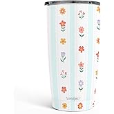 SANDJEST Floral Tumbler 20oz, Stainless Steel Travel Cup with Lid, Insulated Coffee Mug, Floral Gifts for Women Girls Friends Sisters on Birthday Christmas